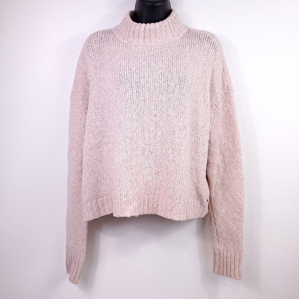 American Eagle Outfitters Pink Cotton Turtleneck Sweater - Picture 1 of 7